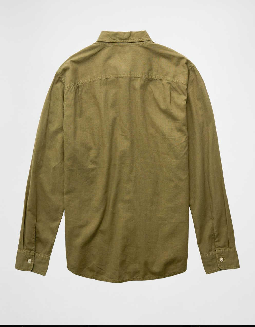 AE Standard Fit Linen-Blend Button-Up Shirt