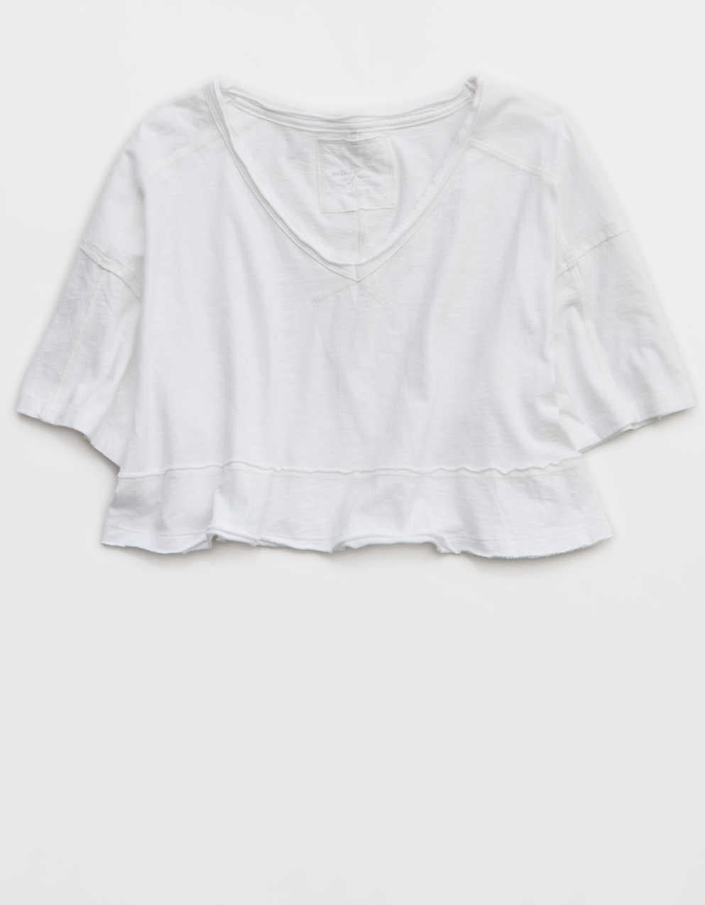 Aerie Happiest Cropped V Neck T-Shirt