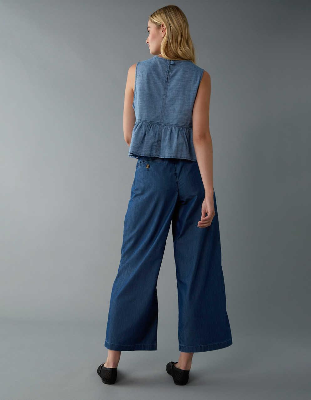 AE Stretch Super High-Waisted Ultra Wide-Leg Ankle Trouser