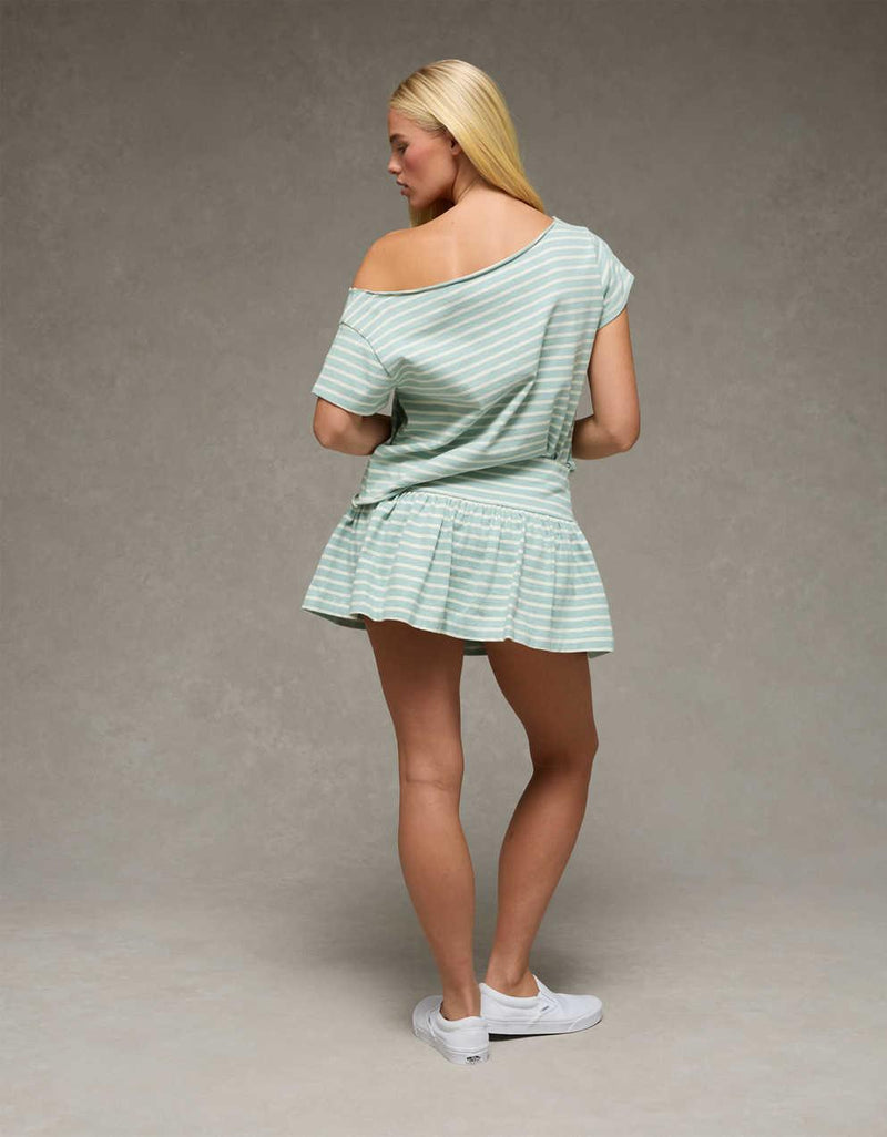 AE Off-the-Shoulder Striped T-Shirt