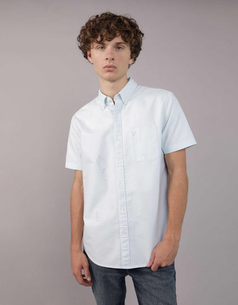 AE Short-Sleeve Slim Fit Button-Up Shirt