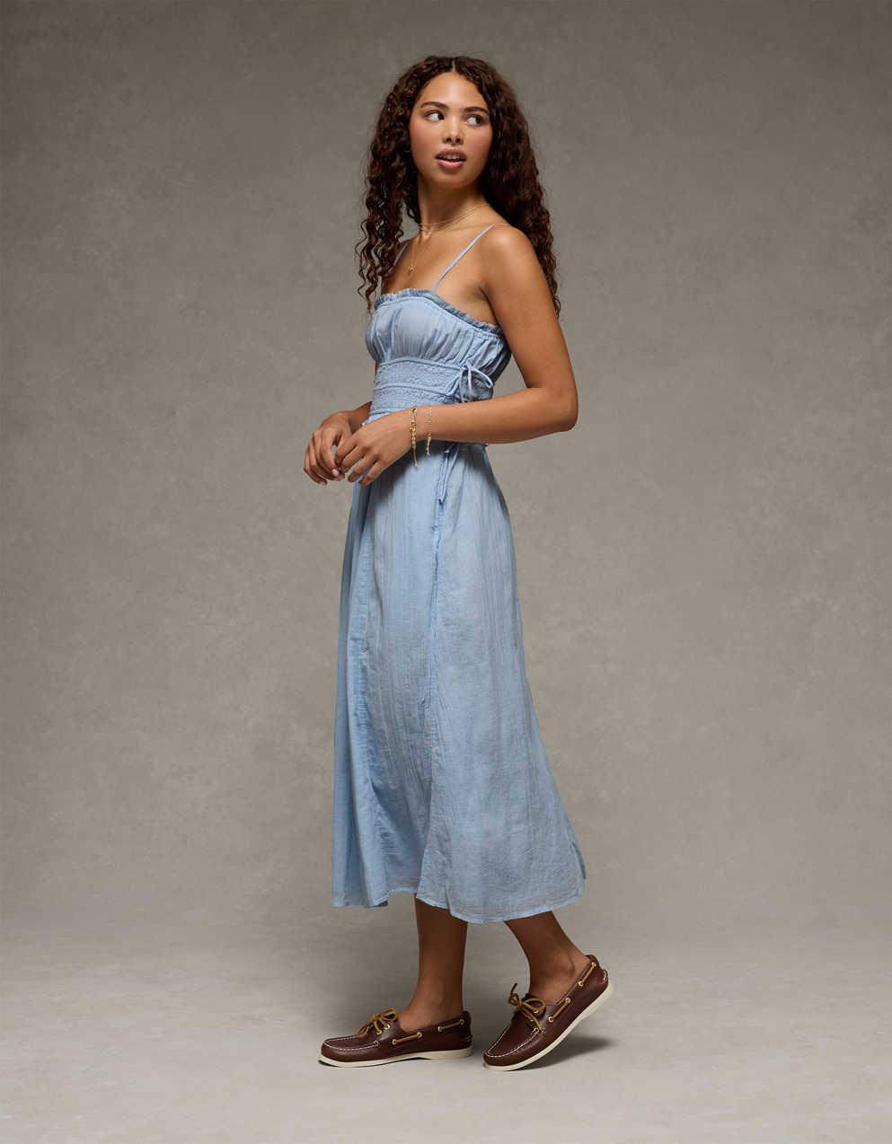 AE Corded Smocking Midi Dress