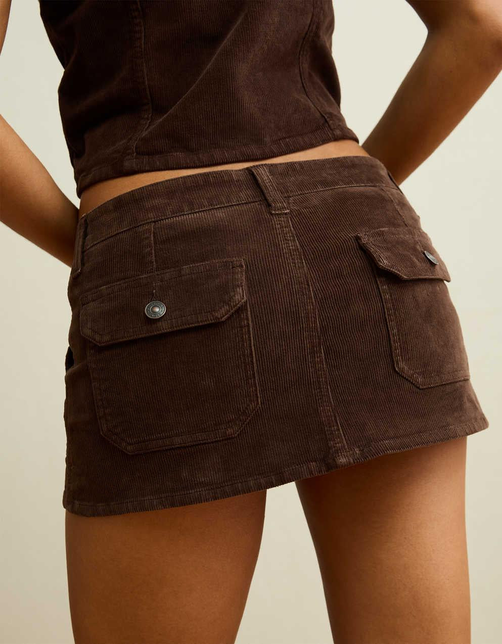 AE Super Low-Rise Corduroy Perfect Micro Mini Skirt