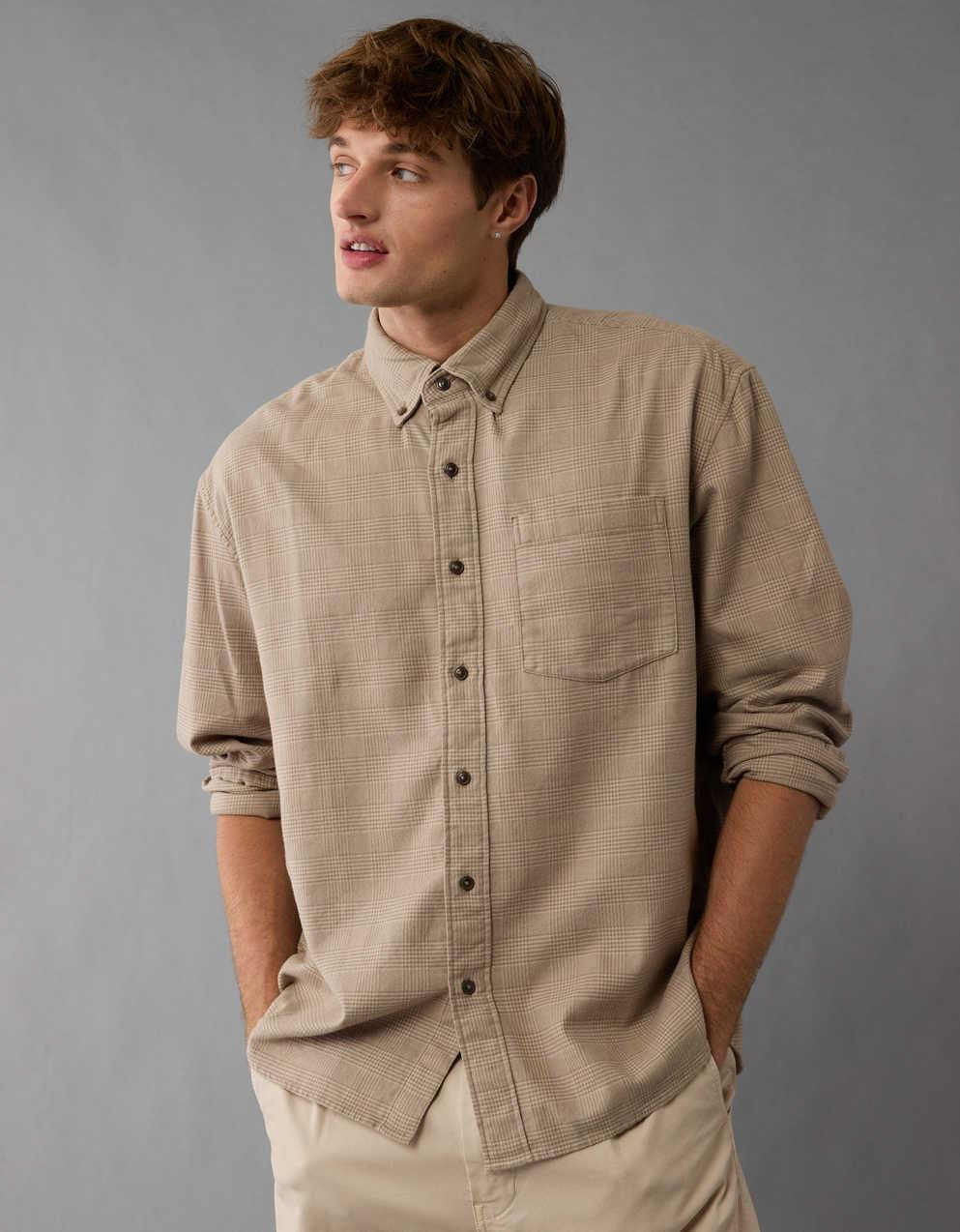 AE Everyday Flannel Plaid Button-Up Shirt