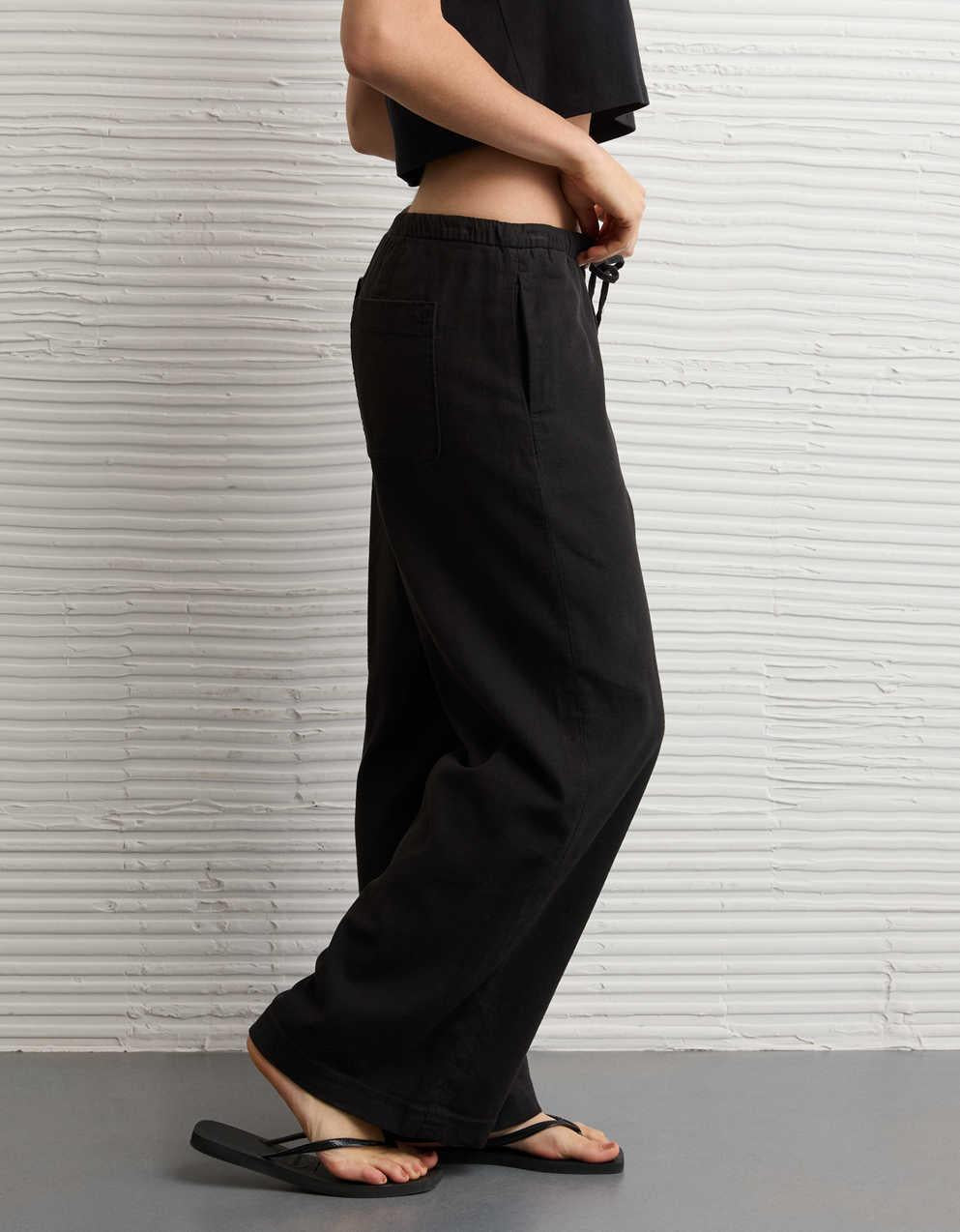 AE Low-Rise Linen-Blend Pull-On Pant