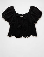 AE Tie Back Eyelet Crop Top