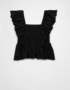 AE Sunchaser Knit Flutter Sleeve Babydoll Shirt