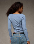 AE Waffle Long Sleeve Button-Up Tee