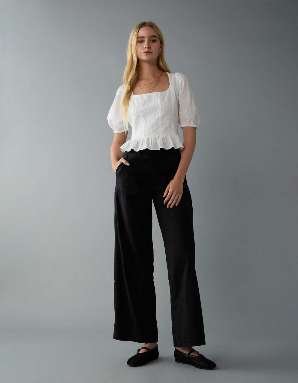 AE Dreamy Drape Stretch Super High-Waisted Baggy Wide-Leg Pant