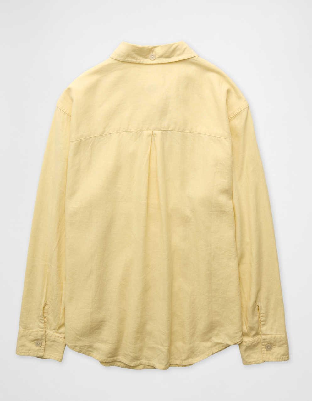 AE Oversized Linen-Blend Button-Up Shirt