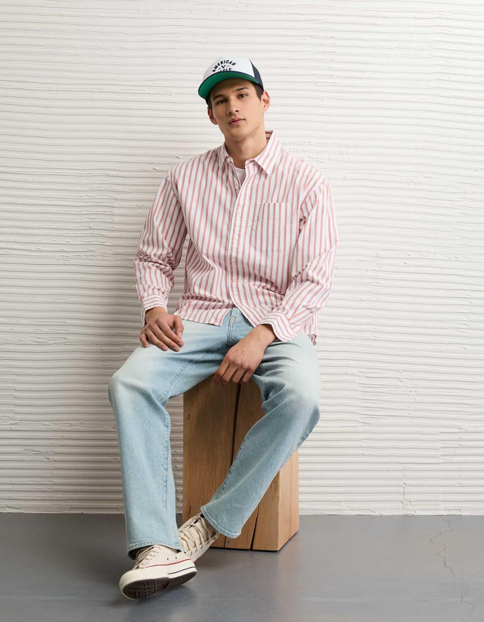 AE Everyday Relaxed Fit Poplin Button-Up Shirt