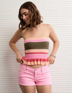 AE Cropped Peplum Sweater Tube Top