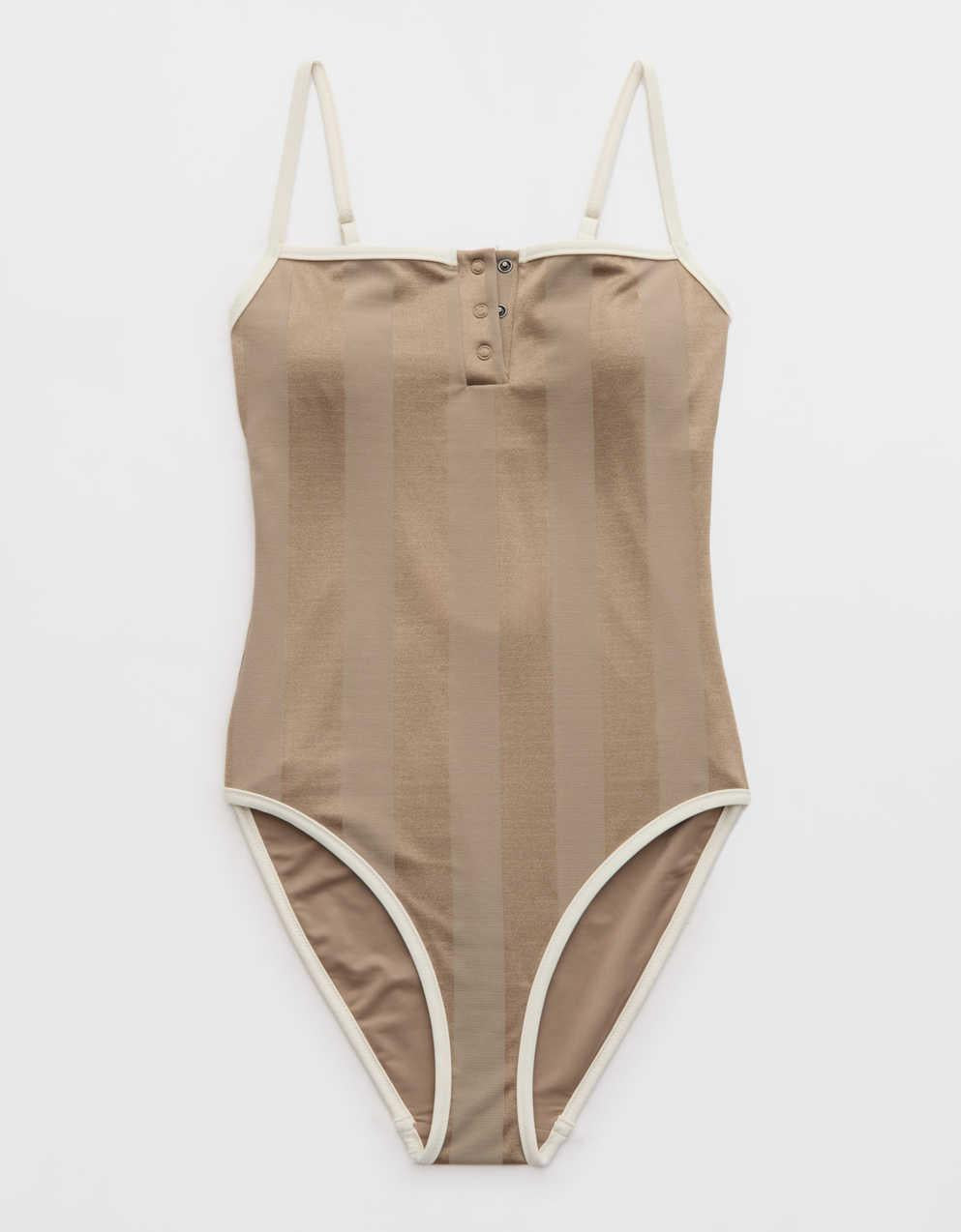 Aerie Shine Henley One Piece Swimsuit