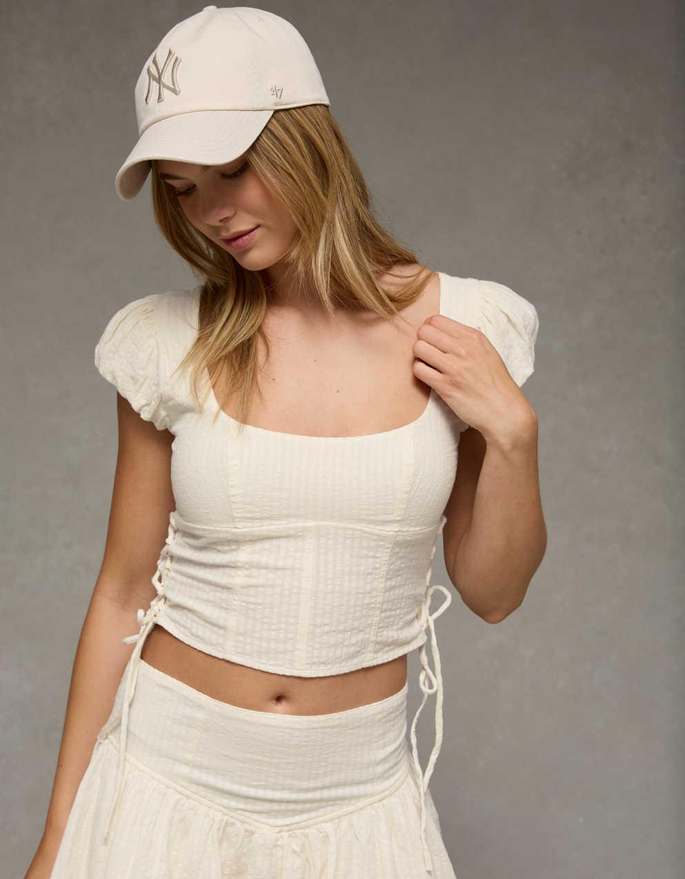 AE Side-Tie Lace-Up Blouse