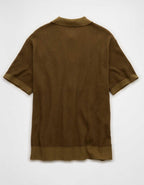 AE Striped Button-Up Sweater Polo