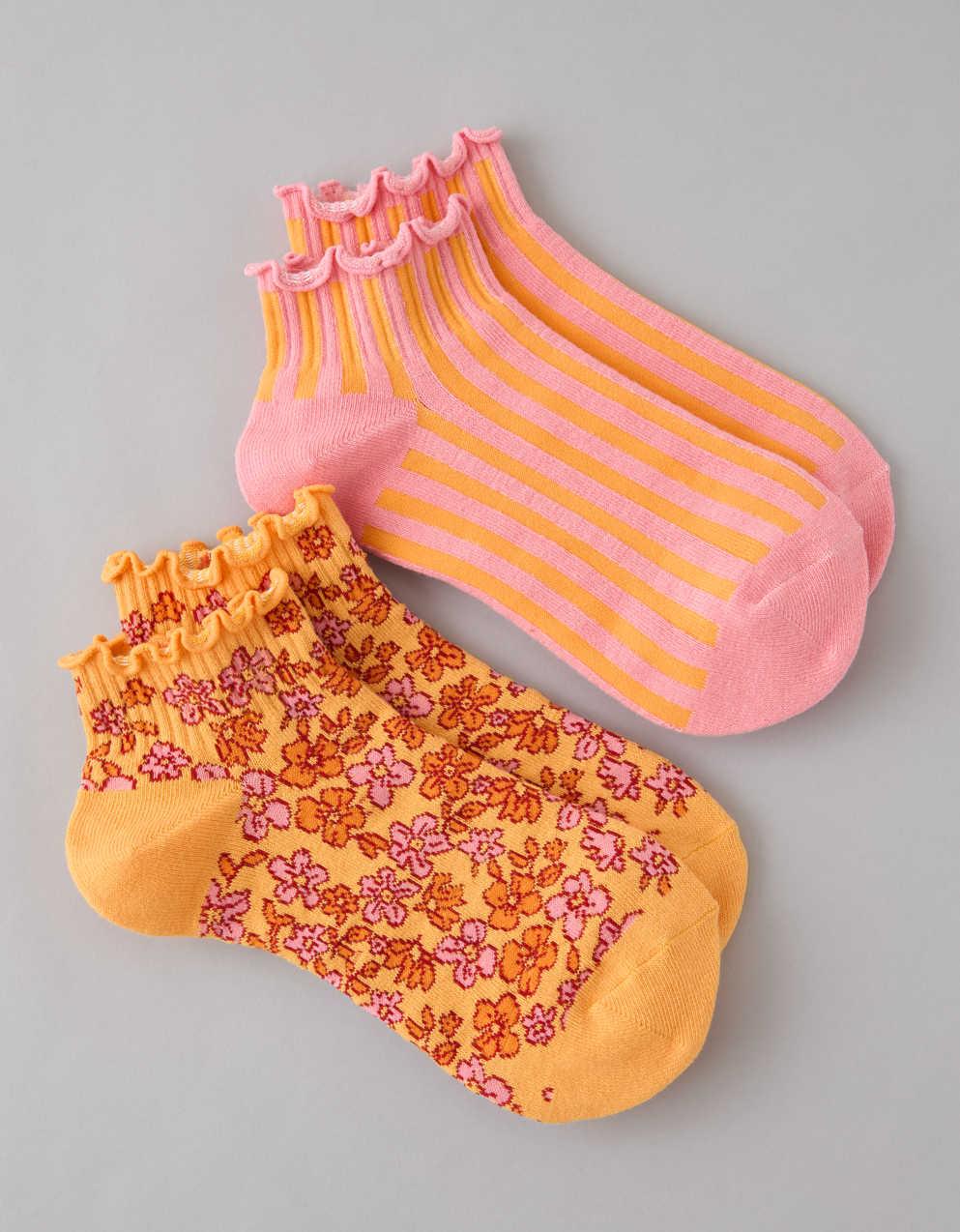 AE Floral Shortie Crew Socks 2-Pack