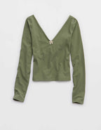 OFFLINE By Aerie Real Me XTRA Rib Open V-Neck T-Shirt