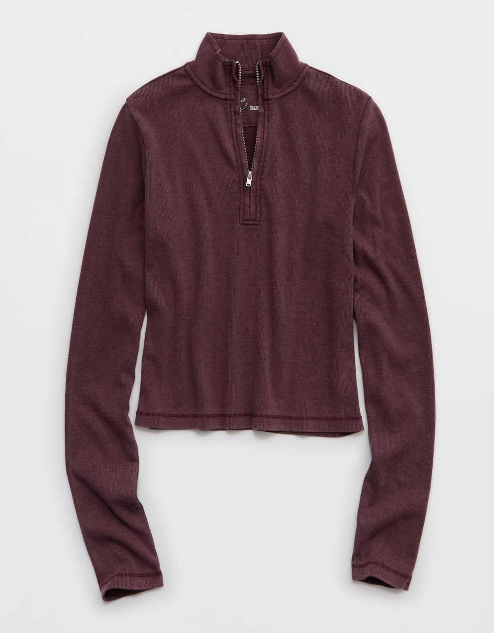 Aerie Long Sleeve Quarter Zip T-Shirt