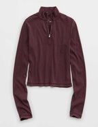 Aerie Long Sleeve Quarter Zip T-Shirt