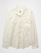 AE Bestie Linen-Blend Button-Up Shirt