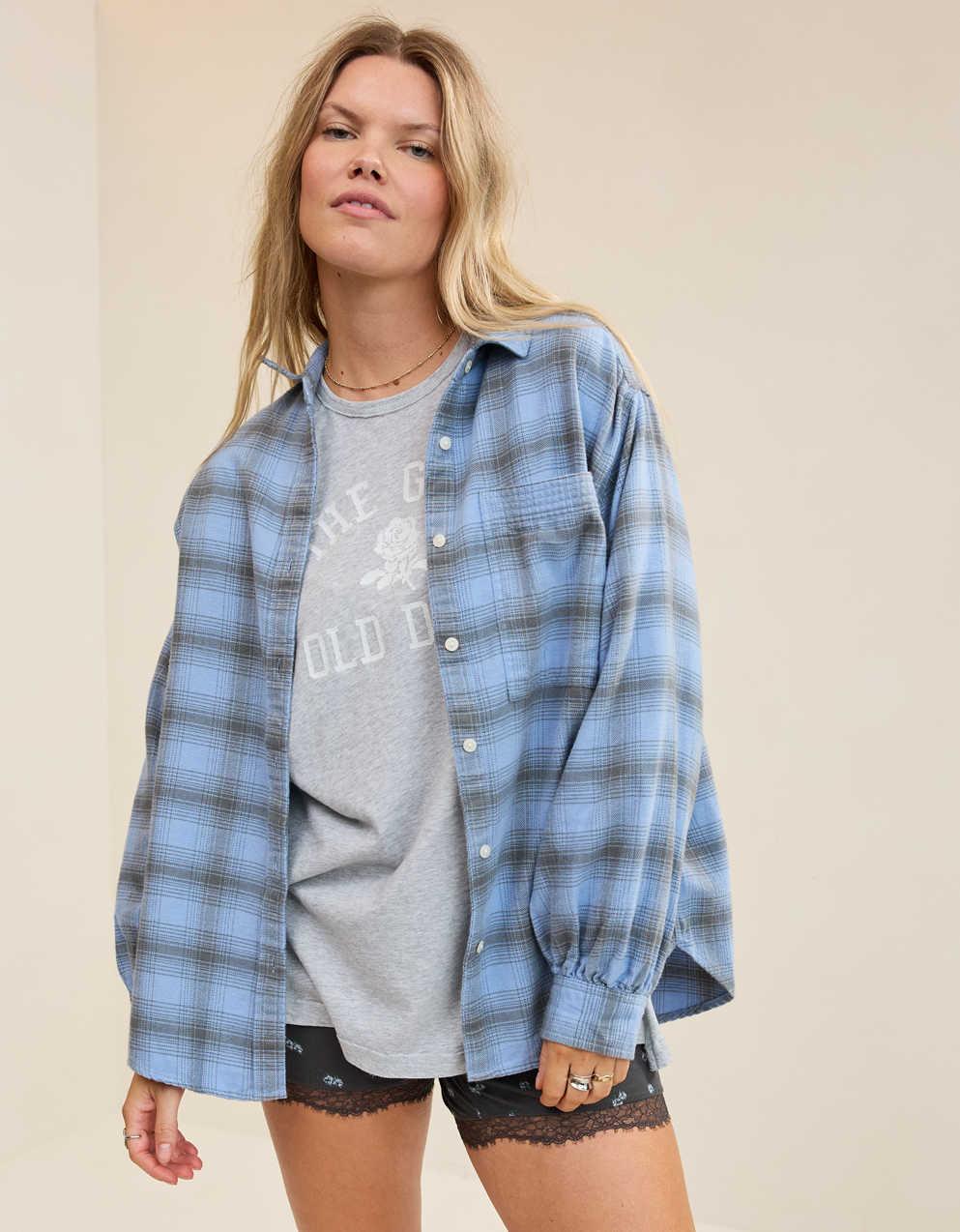 Aerie Anytime Fave Flannel Oversized Shirt