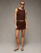 AE Linen-Blend High-Neck Vest