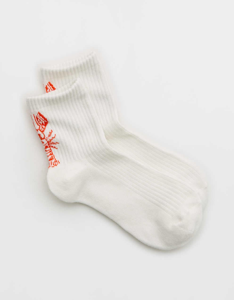 Aerie Ribbed Cotton Quarter Socks