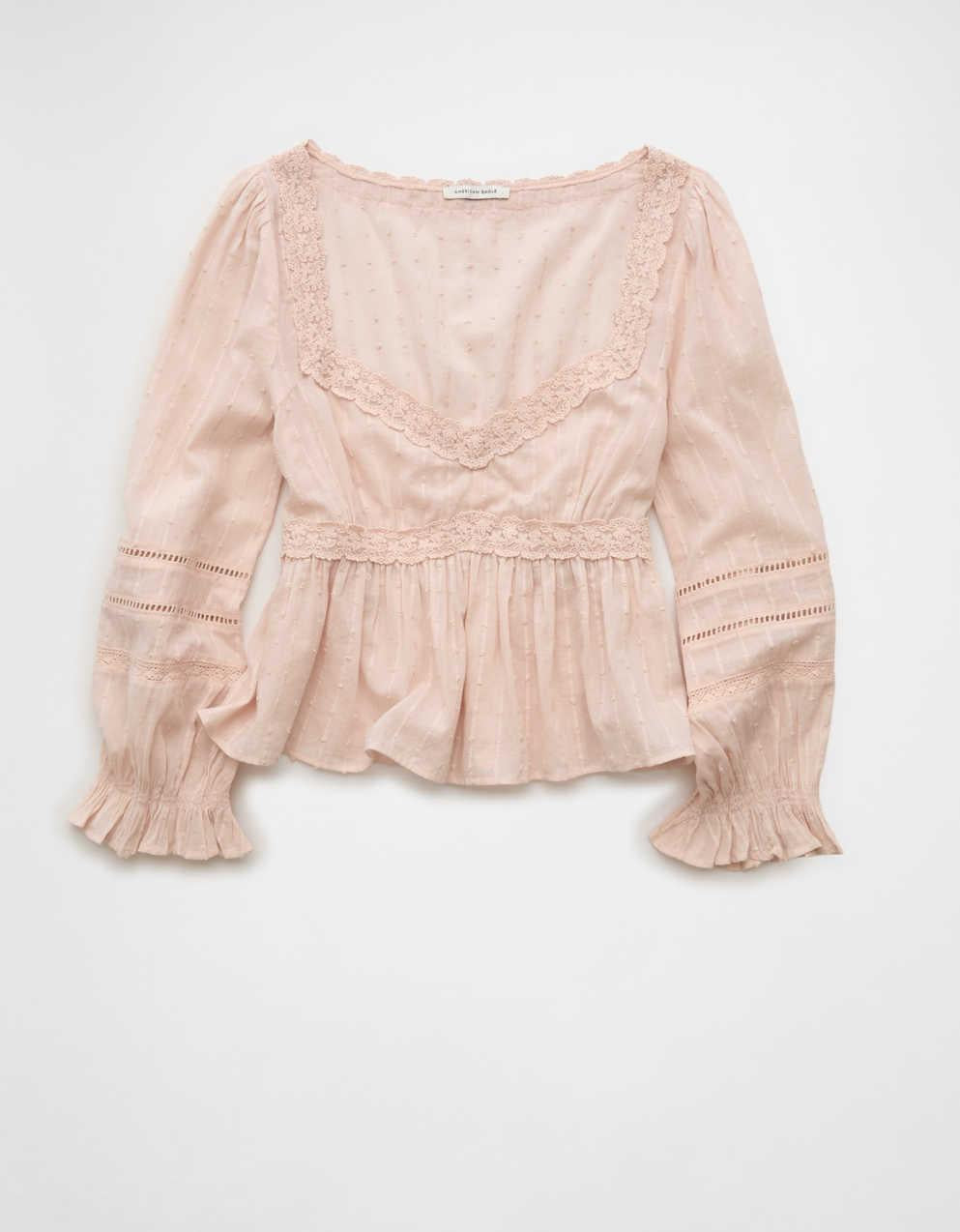 AE Long-Sleeve Babydoll Blouse