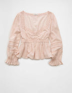 AE Long-Sleeve Babydoll Blouse