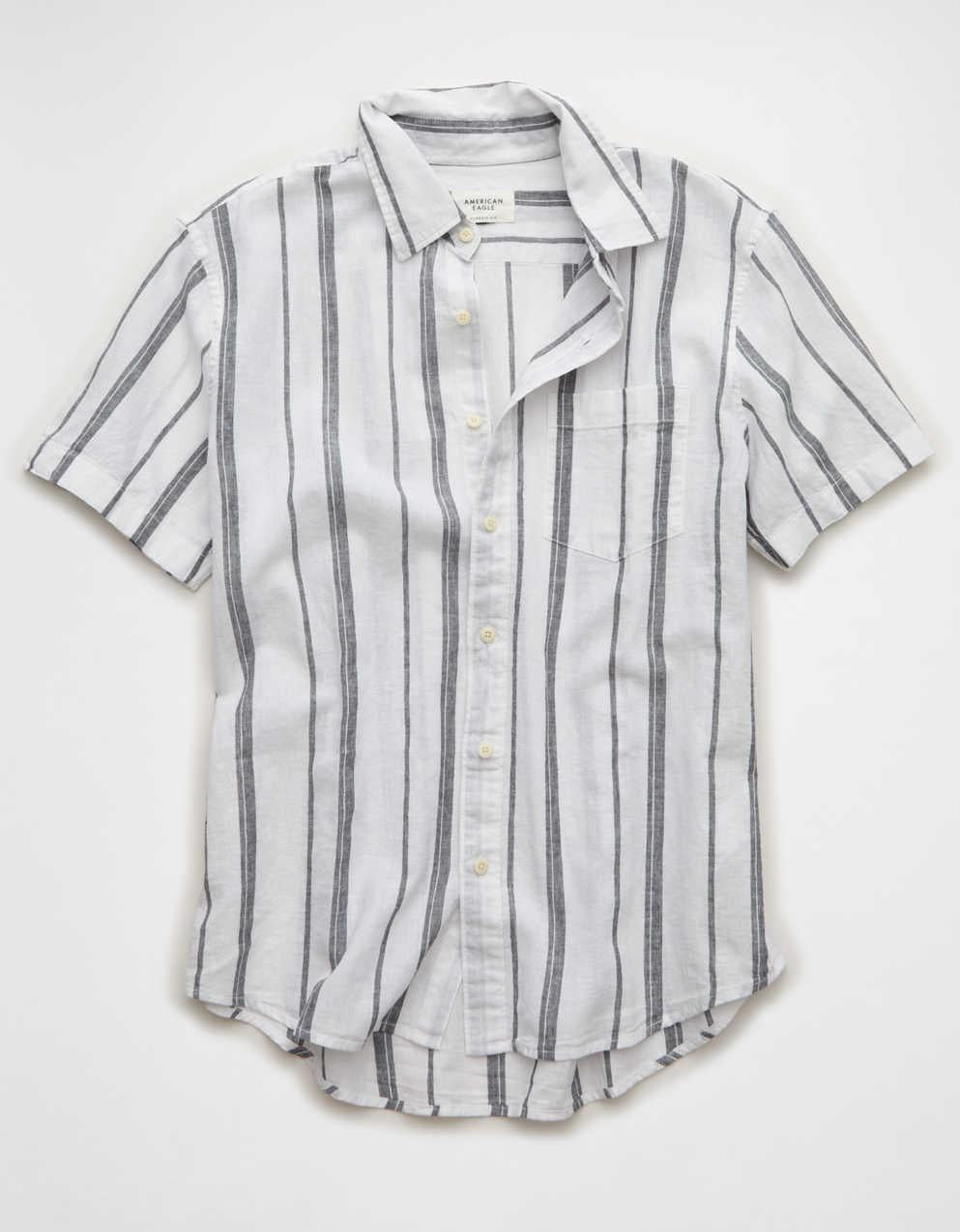 AE Standard Fit Linen-Blend Button-Up Shirt
