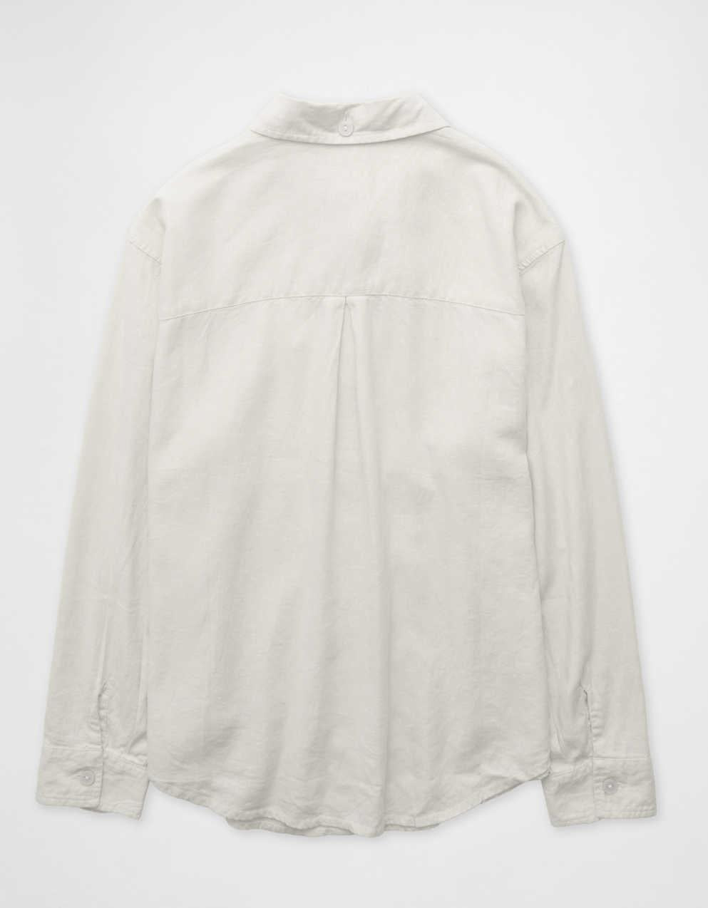 AE Oversized Linen-Blend Button-Up Shirt