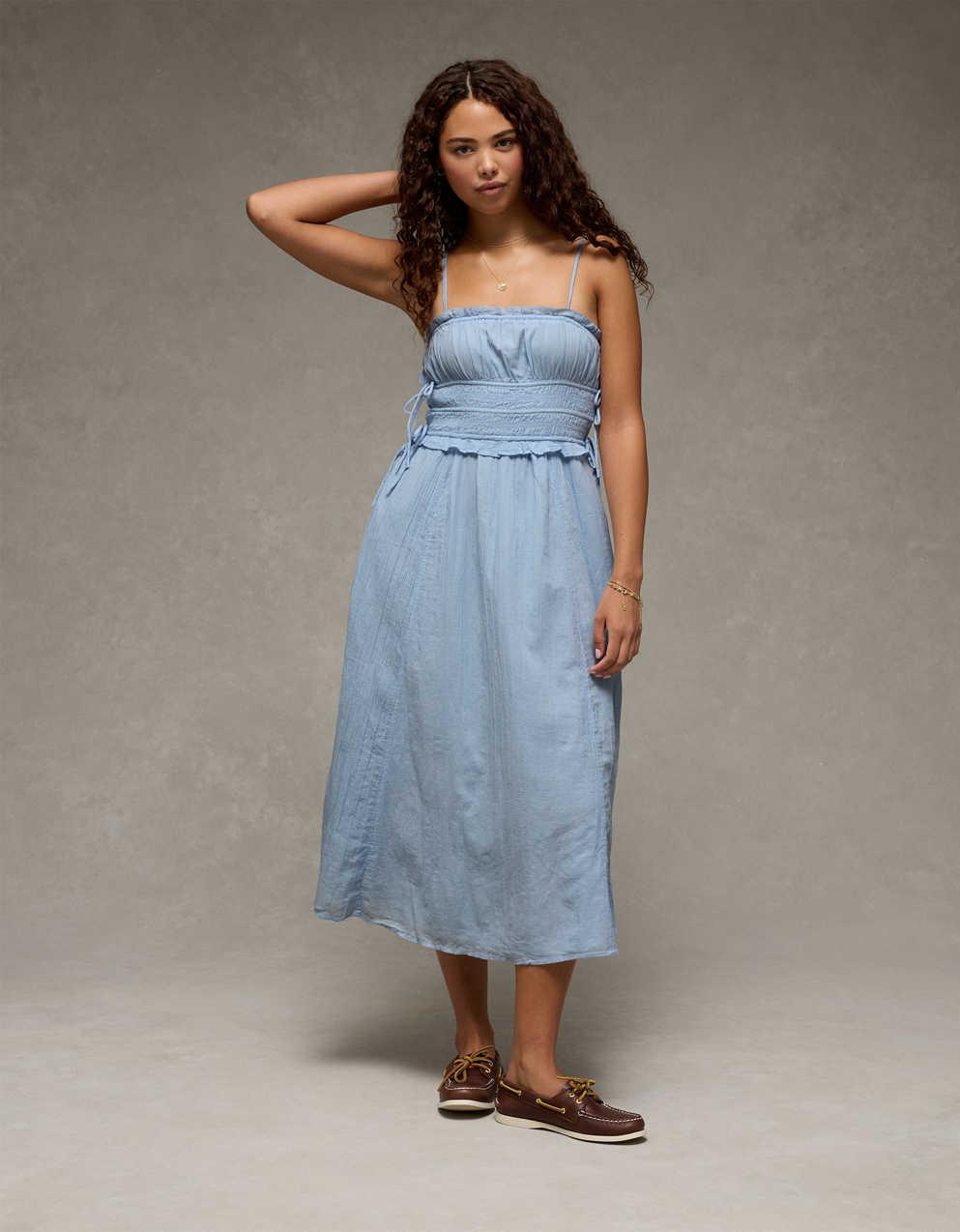 AE Corded Smocking Midi Dress