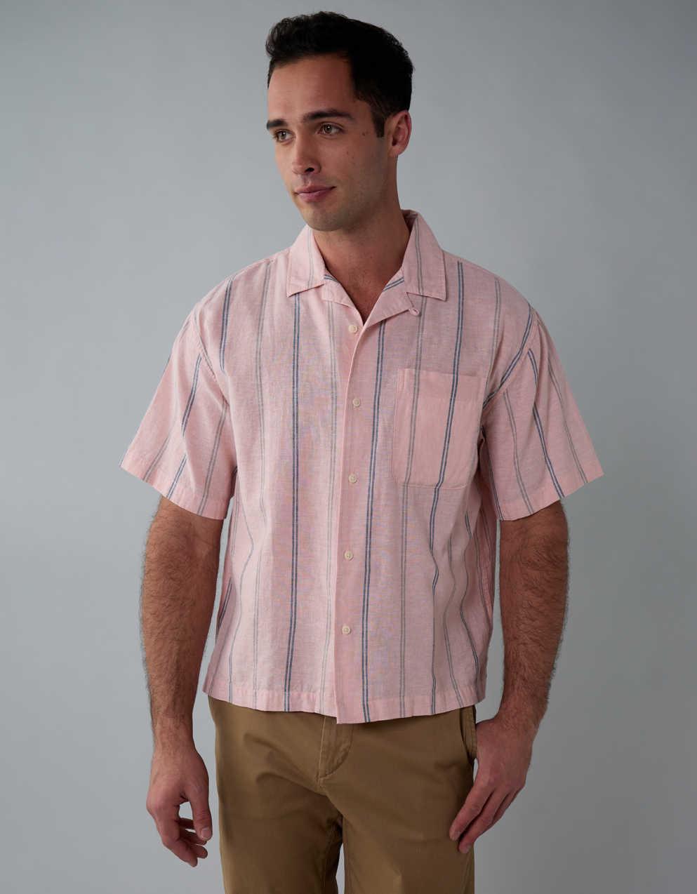 AE Poolside Linen-Blend Button-Up Shirt