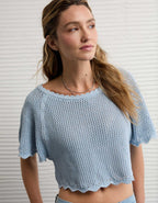 AE Off-the-Shoulder Cropped Crochet Tee