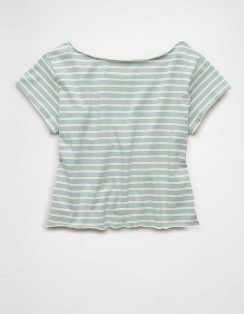 AE Off-the-Shoulder Striped T-Shirt