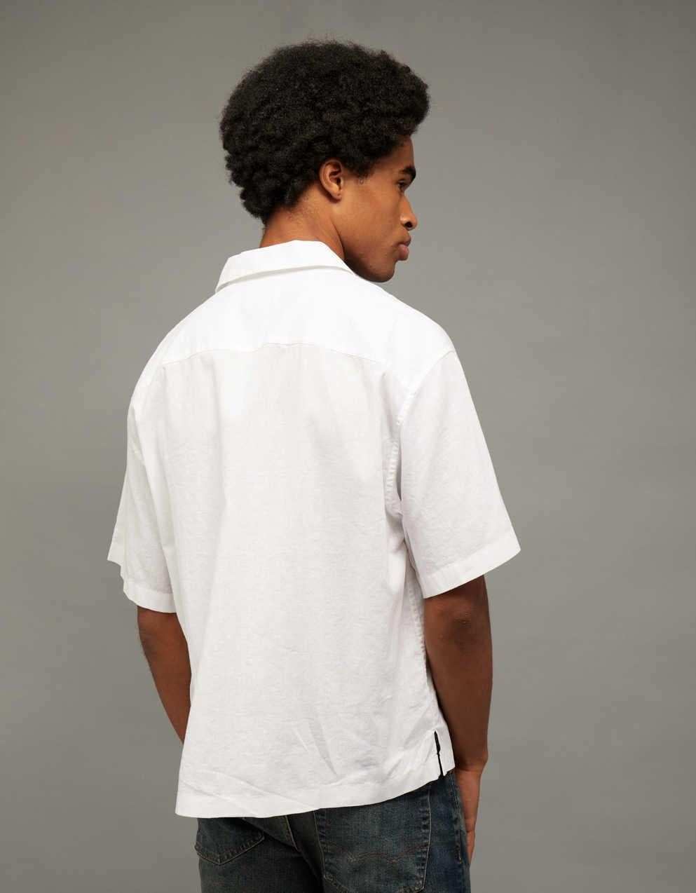 AE Relaxed Fit Linen-Blend Camp Collar Shirt