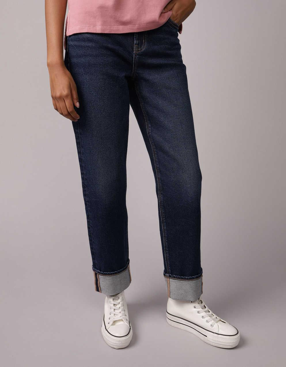AE Stretch Super High-Waisted Ankle Straight Jean