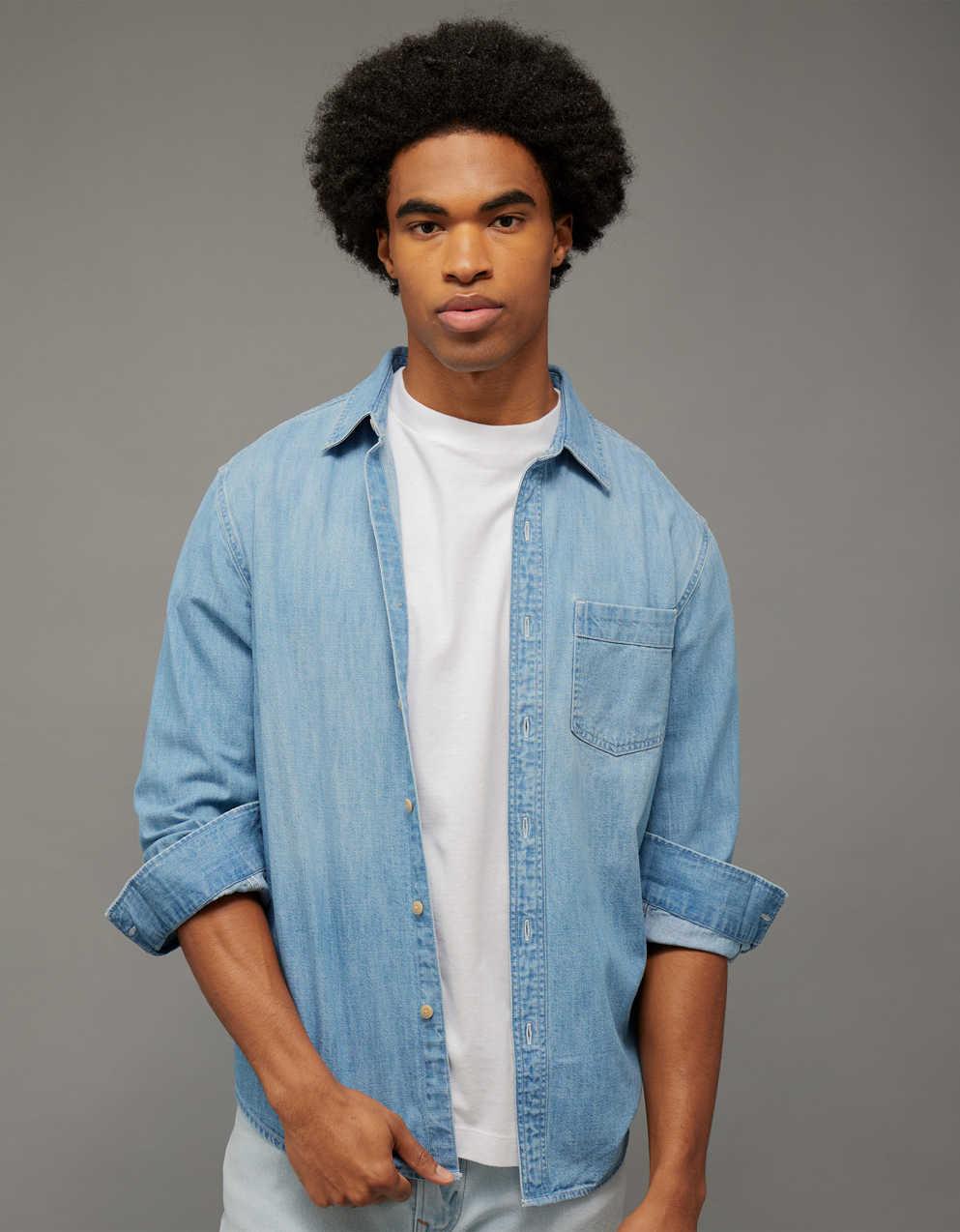 AE Standard Fit Denim Button-Up Shirt