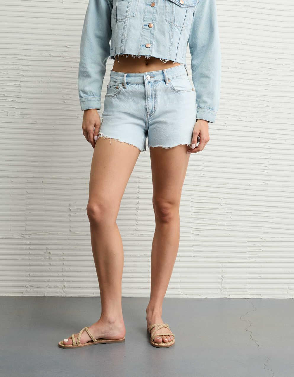 AE Strigid Ripped Super High-Waisted Relaxed Denim Short