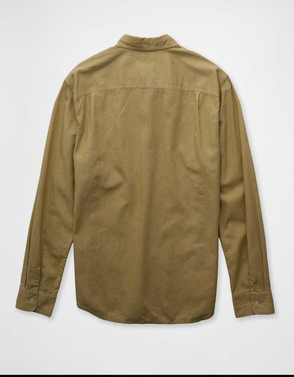 AE Standard Fit Linen-Blend Button-Up Shirt