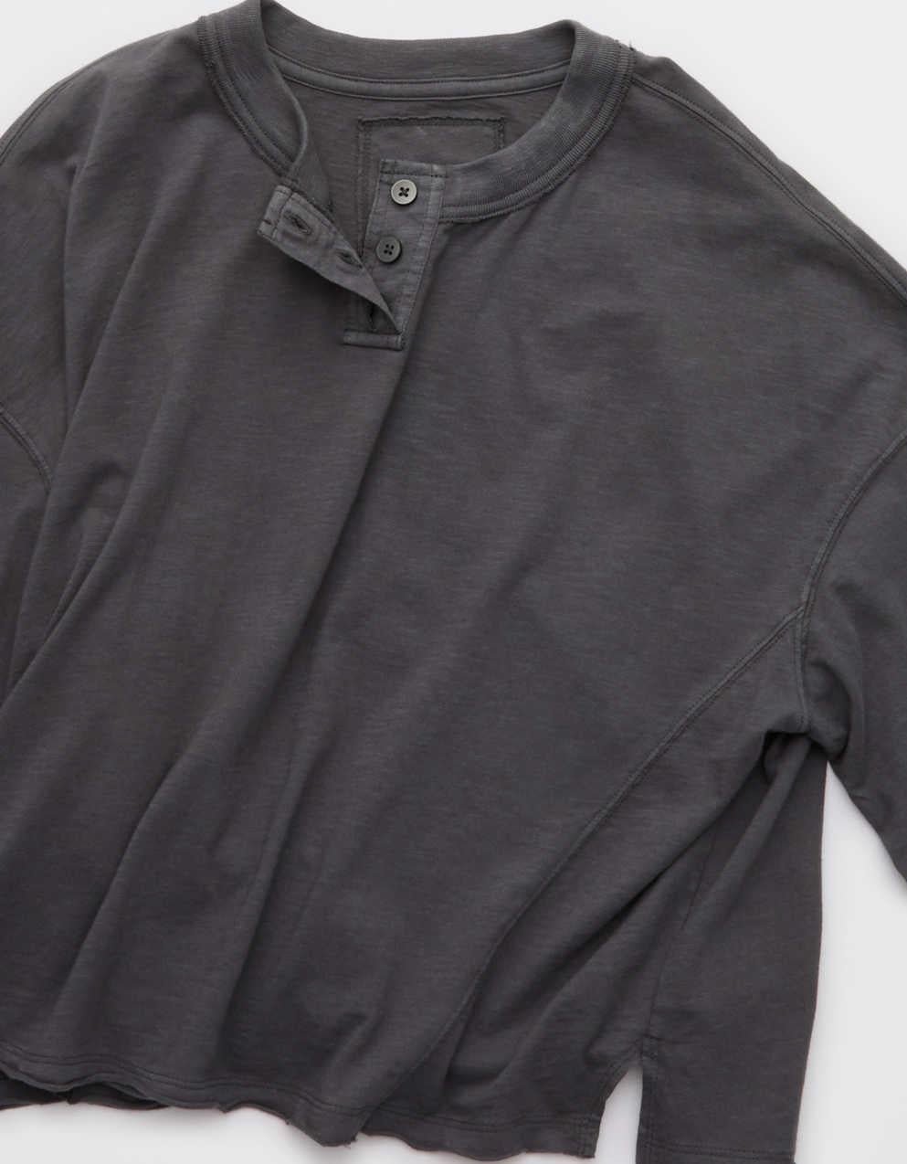 Aerie Remix Henley Cropped T-Shirt