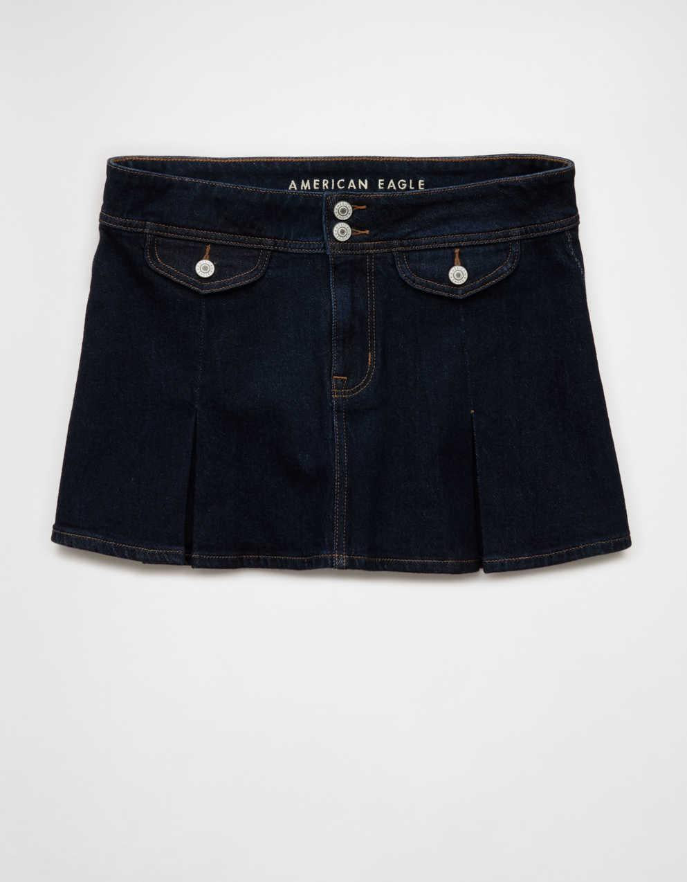 AE Stretch Low-Rise A-Line Pleated Mini Skirt