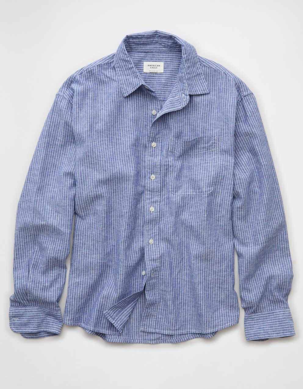 AE Relaxed Fit Linen-Blend Button-Up Shirt