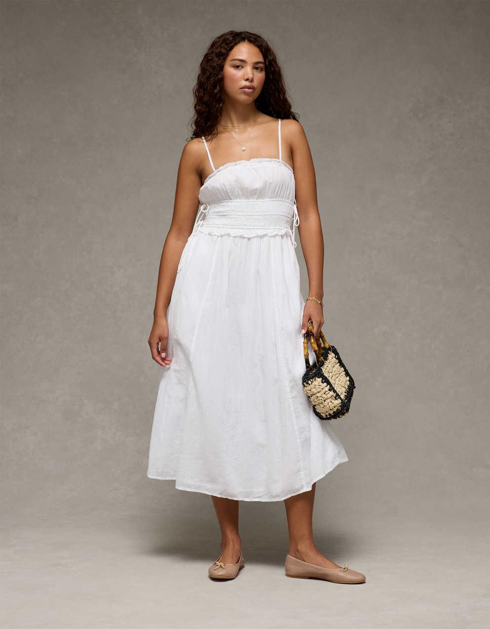 AE Corded Smocking Midi Dress