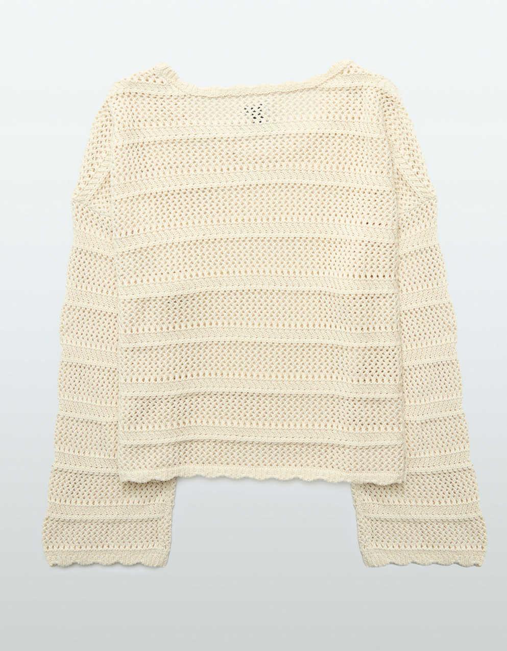 AE Cropped Crochet Sweater