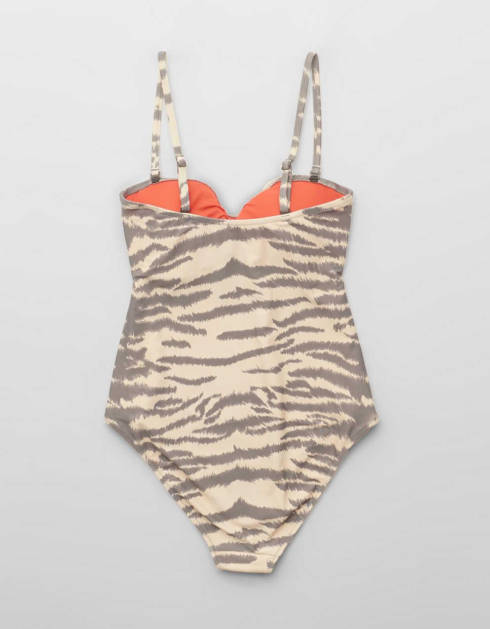 Aerie Ruched Cut Out Bandeau Full Coverage One Piece Swimsuit