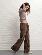 AE Stretch Corduroy Low-Rise Baggy Wide-Leg Pant