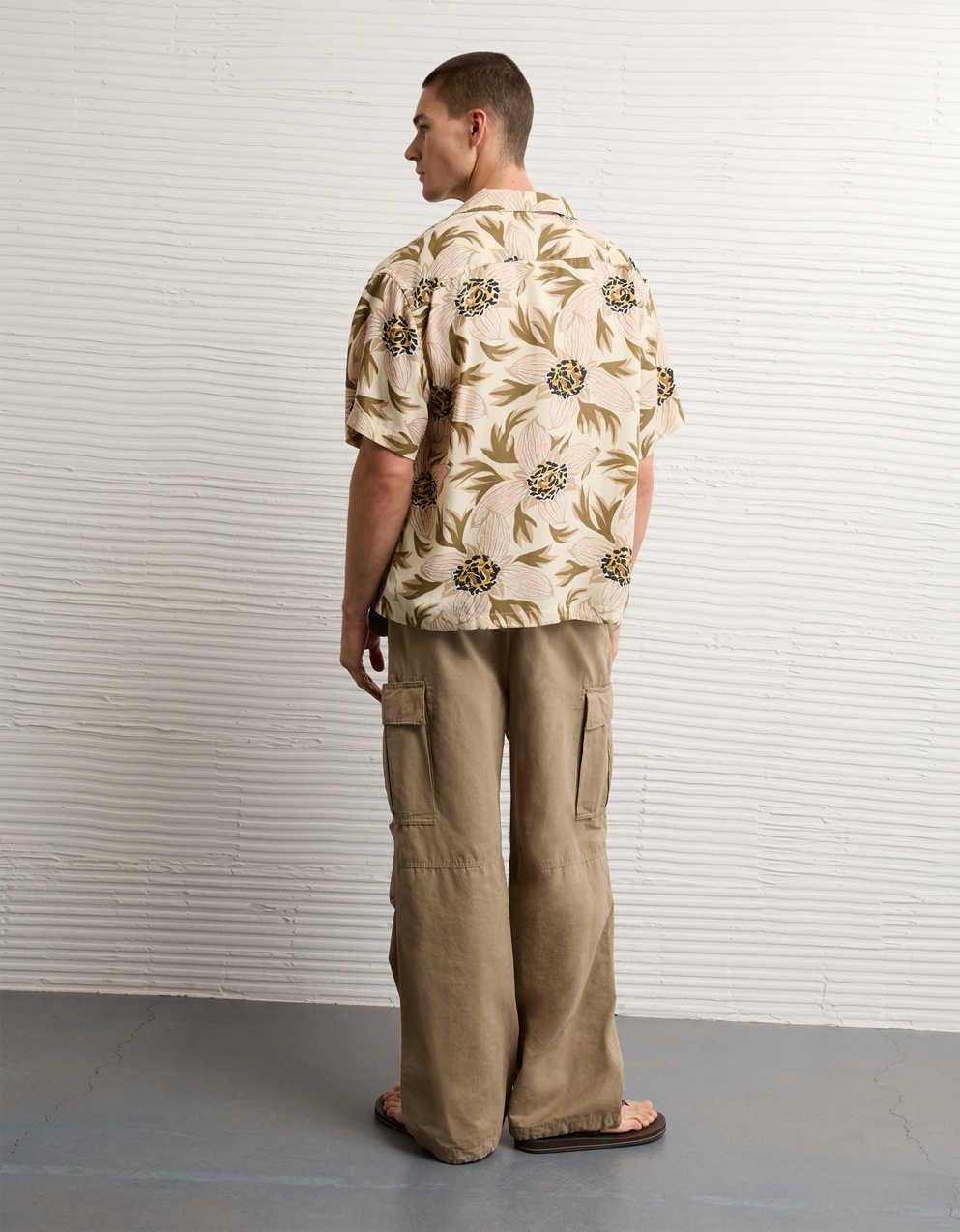 AE Relaxed Fit Camp Collar Button-Up Shirt