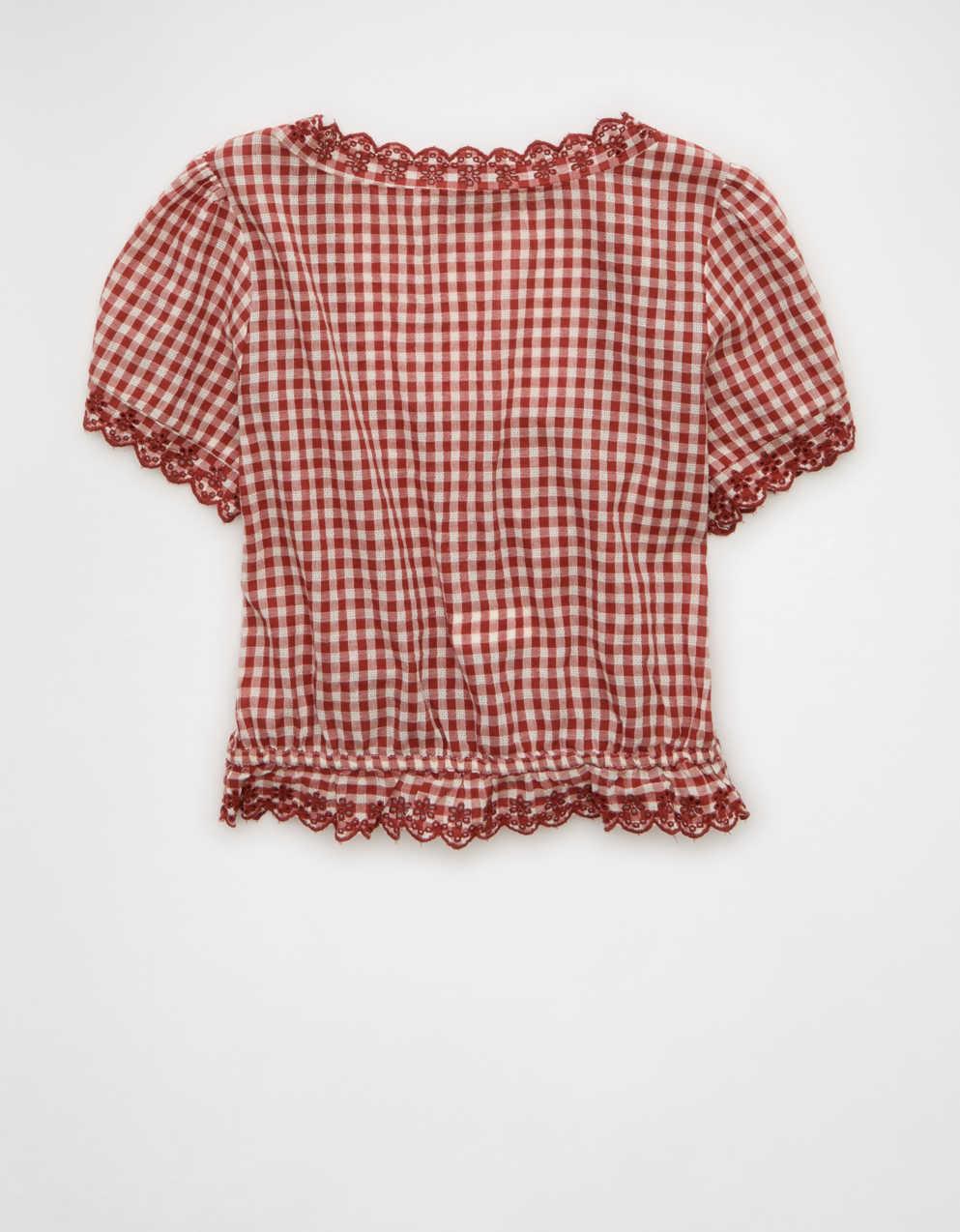 AE Short-Sleeve Button-Up Blouse