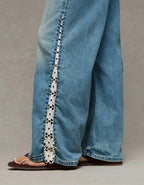 AE Low-Rise Lace Trim Baggy Ultra-Wide Leg Jean